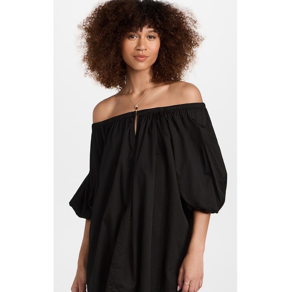 Enza Costa off the shoulder black tiered dress